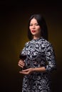 Asian woman with glass of red wine Royalty Free Stock Photo