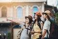 Asian woman group backpacker, Friendship traveller backpack travel. Royalty Free Stock Photo