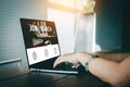 Asian woman hand using the keyboard to search job browsing work opportunities online on web job search websites. Search, laptop Royalty Free Stock Photo