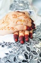 Asian woman hands with henna Royalty Free Stock Photo