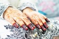 Asian woman hands with henna Royalty Free Stock Photo