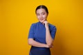 Asian woman happy surprised isolated on background