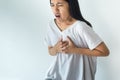 Asian woman having or symptomatic reflux acids Royalty Free Stock Photo