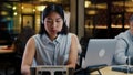 Asian woman working in call center office Royalty Free Stock Photo