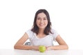 Asian woman hold green apple Royalty Free Stock Photo