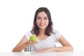 Asian woman hold green apple Royalty Free Stock Photo