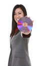 Asian Woman Holding Disc Royalty Free Stock Photo