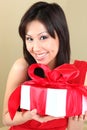 Asian Woman Holding a Gift Package