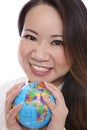 Asian Woman Holding Globe Royalty Free Stock Photo