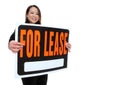 Asian Woman Holding Lease Sign