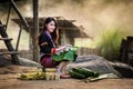 Asian woman Laos in traditional clothes, Hmong