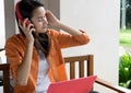 Asian woman listen music Royalty Free Stock Photo