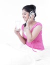 Asian woman listening to music Royalty Free Stock Photo