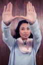 Asian woman making square with hands Royalty Free Stock Photo