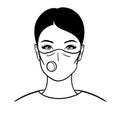 Asian woman in medical mask. Coronovirus protection.