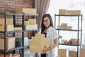 Woman online seller in her office