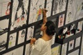 Asian woman painting manga comic