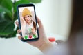 Asian woman patient make video call counseling doctor about healthcare by mobile phone, Telemedicine, Pharmacist Royalty Free Stock Photo