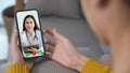 Asian woman patient make video call counseling doctor about healthcare by mobile phone, Telemedicine, Pharmacist Royalty Free Stock Photo