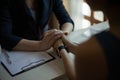 Asian woman patient talking with her therapist in the office. Healthcare concept of professional psychologist doctor consult Royalty Free Stock Photo