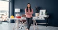 Asian, woman and portrait of architect with arms crossed in office with engineering, plan and blueprint. Face, female Royalty Free Stock Photo