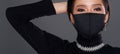 Asian Woman portrait rear side back view turn 360 protective face mask