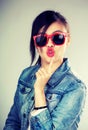 Asian woman pout lip Royalty Free Stock Photo