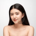 Asian woman with problem and clean skin. beauty concept skin aging. anti-aging procedures Royalty Free Stock Photo