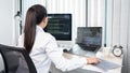 Asian Woman programmer typing source codes Programming On Computer in office, freelance web developer concept Royalty Free Stock Photo