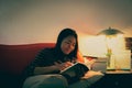 Asian woman read a book