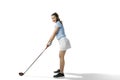 Asian woman ready to swing the wood golf club Royalty Free Stock Photo