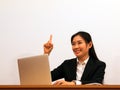 Asian woman realize and smile Royalty Free Stock Photo