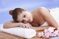 Asian woman relaxes at the spa Royalty Free Stock Photo