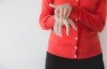 Asian woman scratch itch with her hand,Itching and scratching Royalty Free Stock Photo