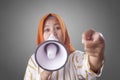 Asian woman Shouting with Megaphone Royalty Free Stock Photo