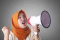 Asian woman Shouting with Megaphone Royalty Free Stock Photo