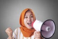 Asian woman Shouting with Megaphone Royalty Free Stock Photo