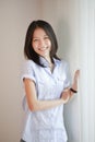 Asian woman with smiling face