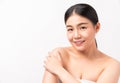 Asian woman is smiling skin beauty and health, for spa products and make up Royalty Free Stock Photo