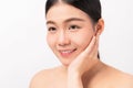 Asian woman is smiling skin beauty and health, for spa products and make up. Royalty Free Stock Photo