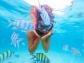 snorkeling trip at Samaesan Thailand dive underwater with fishes in the coral reef sea pool Royalty Free Stock Photo