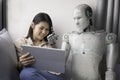 Woman With Robot Advisor