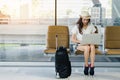 Asian Woman teenager using laptop computer Royalty Free Stock Photo