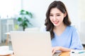 Asian woman telework at home Royalty Free Stock Photo