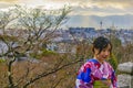 Asian Woman with Traditional Costume, Kyoto, Japan Royalty Free Stock Photo