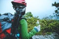 Asian woman Travel photograph Nature. travel relax in the holiday walk in the forest. on a rocky cliff. Thailand