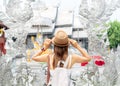 Asian woman traveller in white dress travel in Silver church Royalty Free Stock Photo