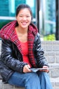 Asian woman use tablet Royalty Free Stock Photo