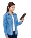 Asian woman use tablet Royalty Free Stock Photo
