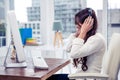 Asian woman using headphones Royalty Free Stock Photo